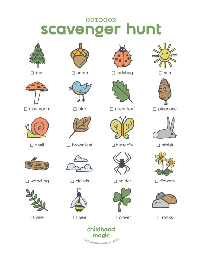 Outdoor Scavenger Hunt Free Printable Childhood Magic