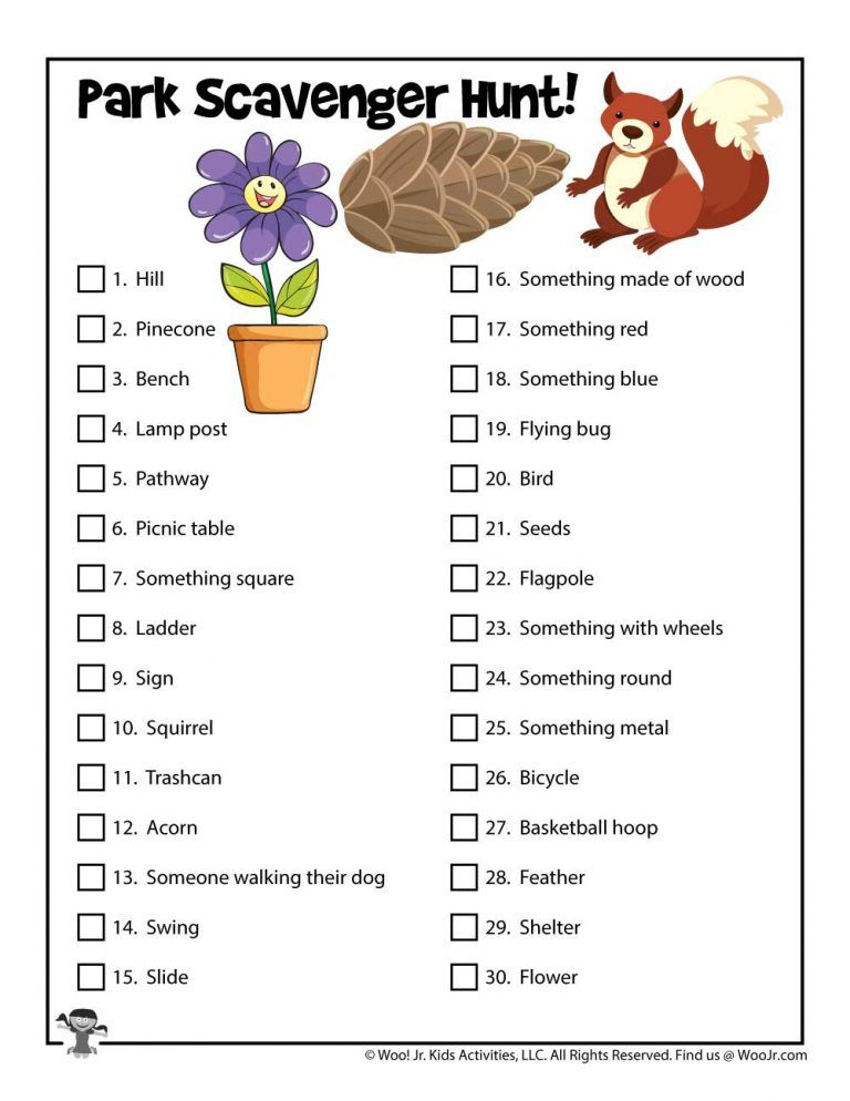 Park Scavenger Hunt For Kids
