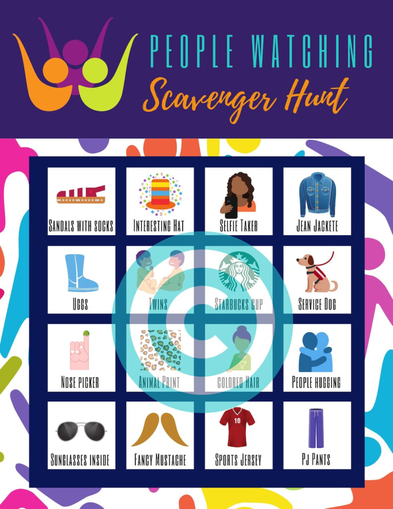 People Watching Scavenger Hunt printable Etsy
