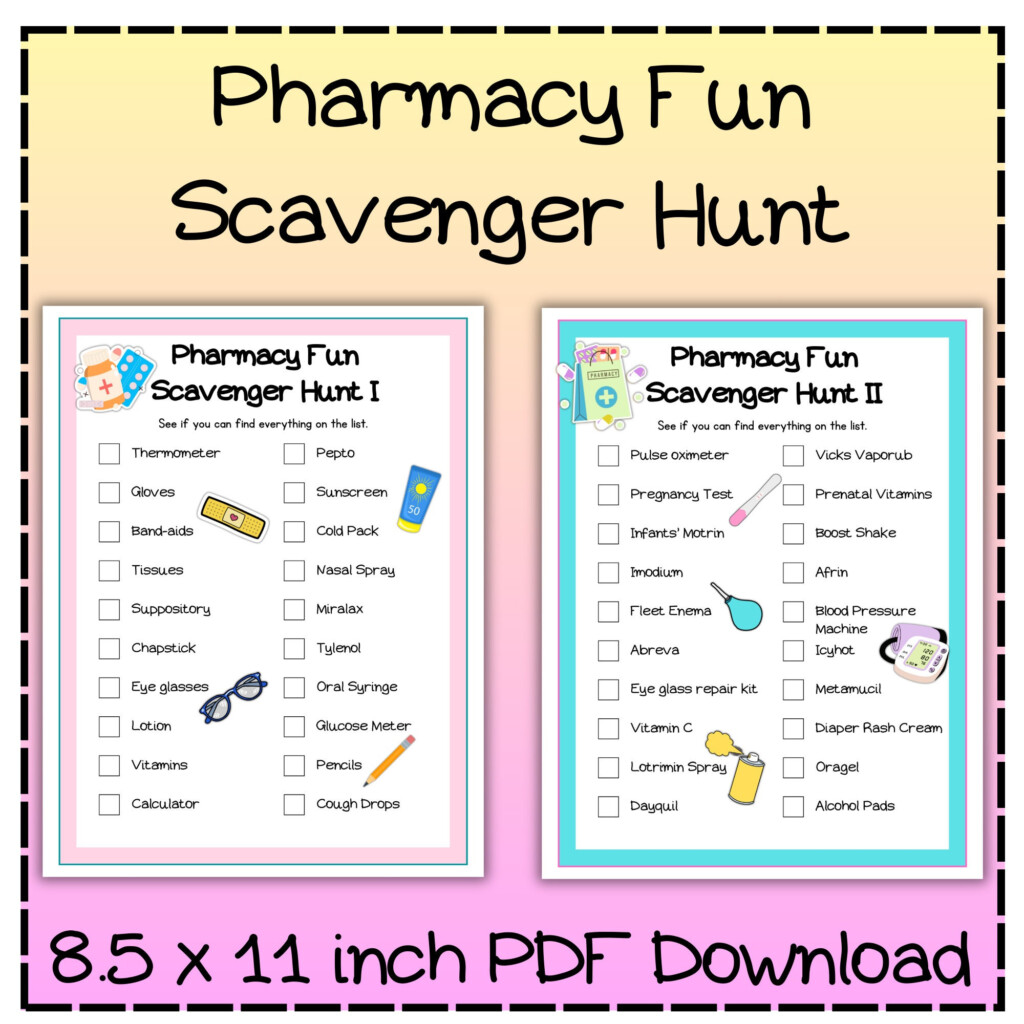 Pharmacy Fun Scavenger Hunt PDF Download fun Games Pharmacy Games 