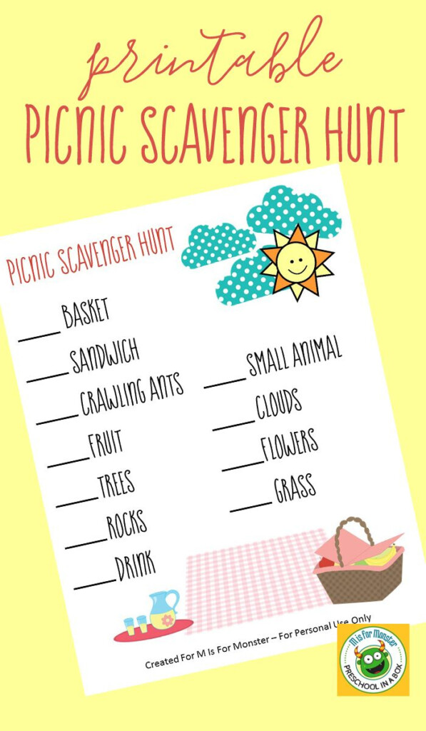 Picnic Themed Scavenger Hunt Free Printable For Kids Picnic 