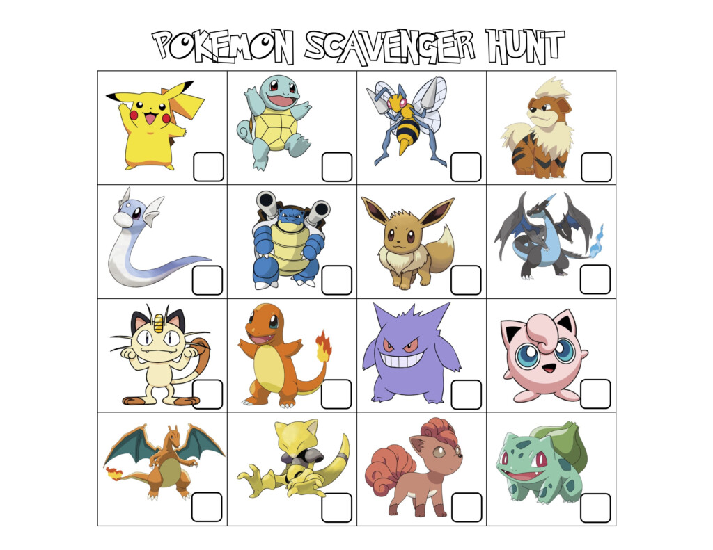 Pokemon Scavenger Hunt Printable Printable Yearly Calendar