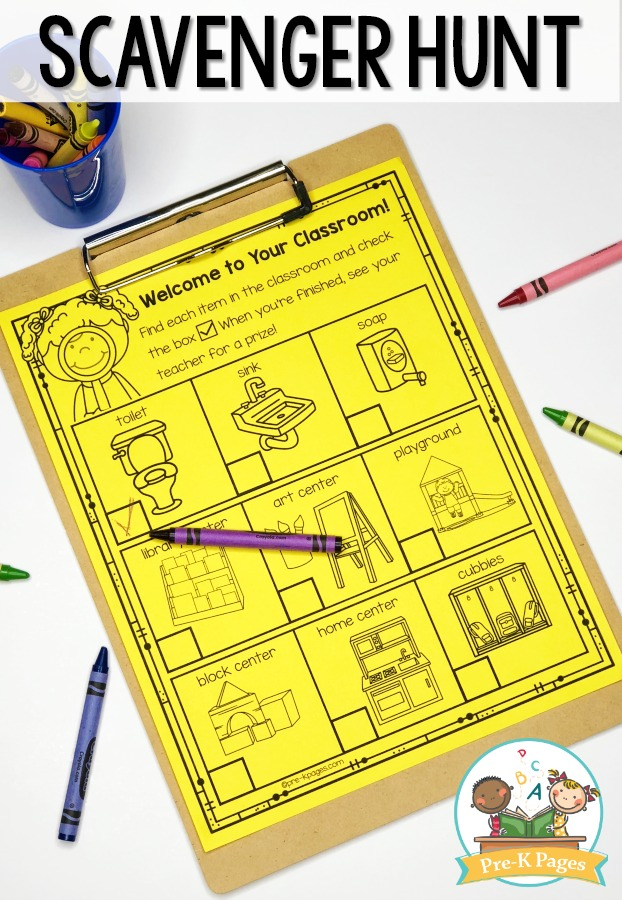 Preschool Classroom Scavenger Hunt Printable