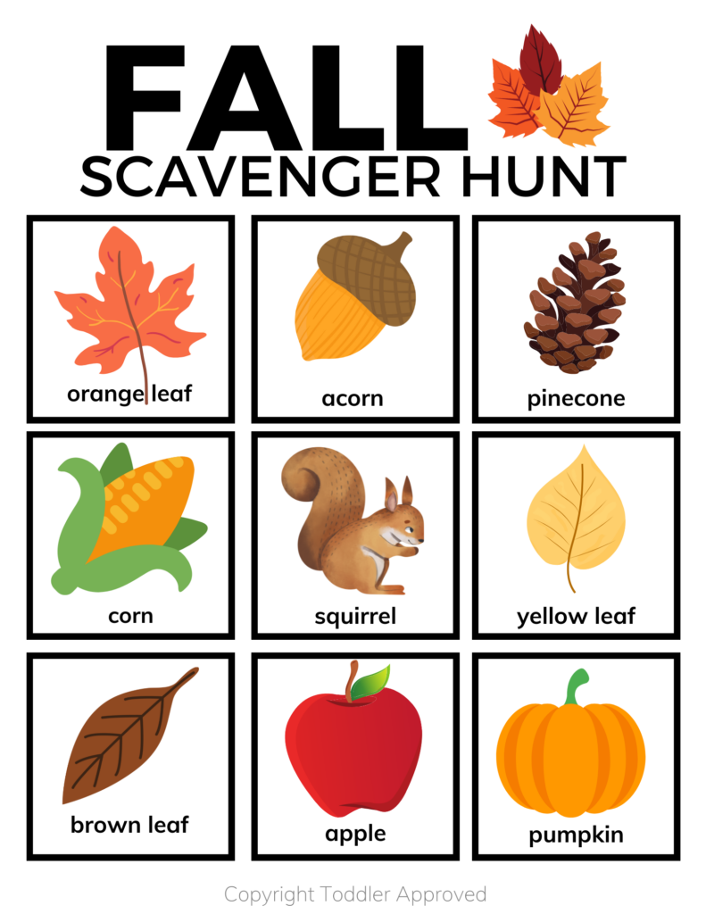 Preschool Fall Scavenger Hunt Printable Printable Free Templates
