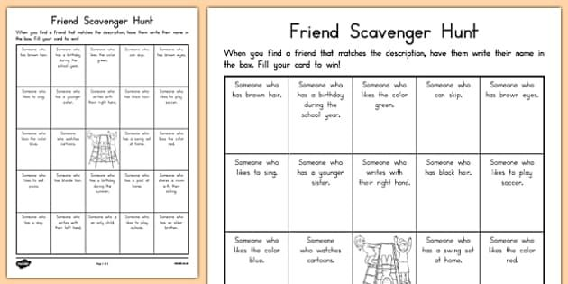 Preview Of Friend Scavenger Hunt Game Scavenger Hunt Games Scavenger 