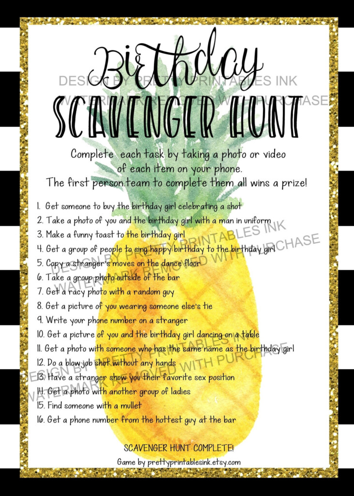 Printable Adult Scavenger Hunt Game Adult Birthday Scavenger Hunt Game 