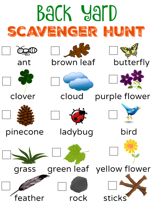 Printable Backyard Scavenger Hunt