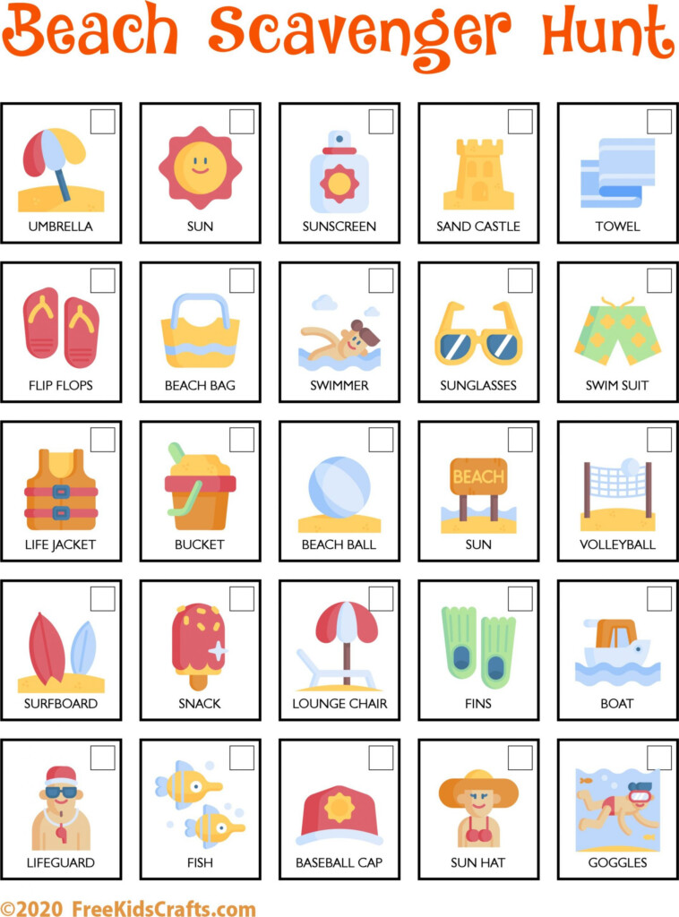Printable Beach Scavenger Hunt