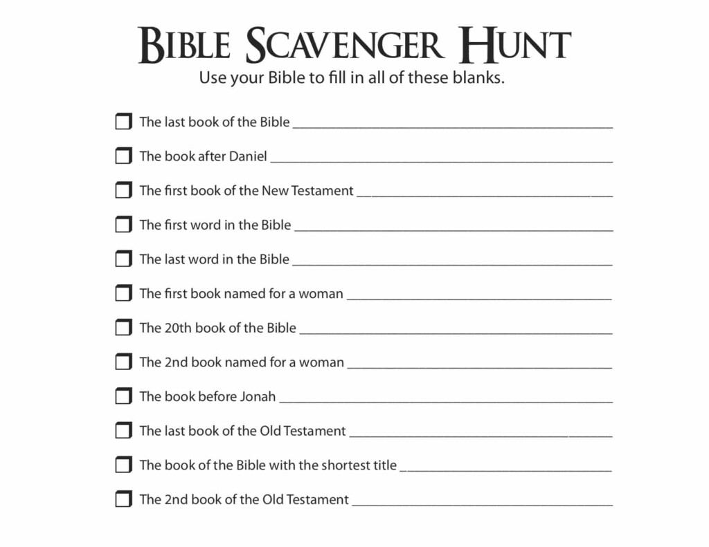 Printable Bible Scavenger Hunt Pdf Printable Word Searches