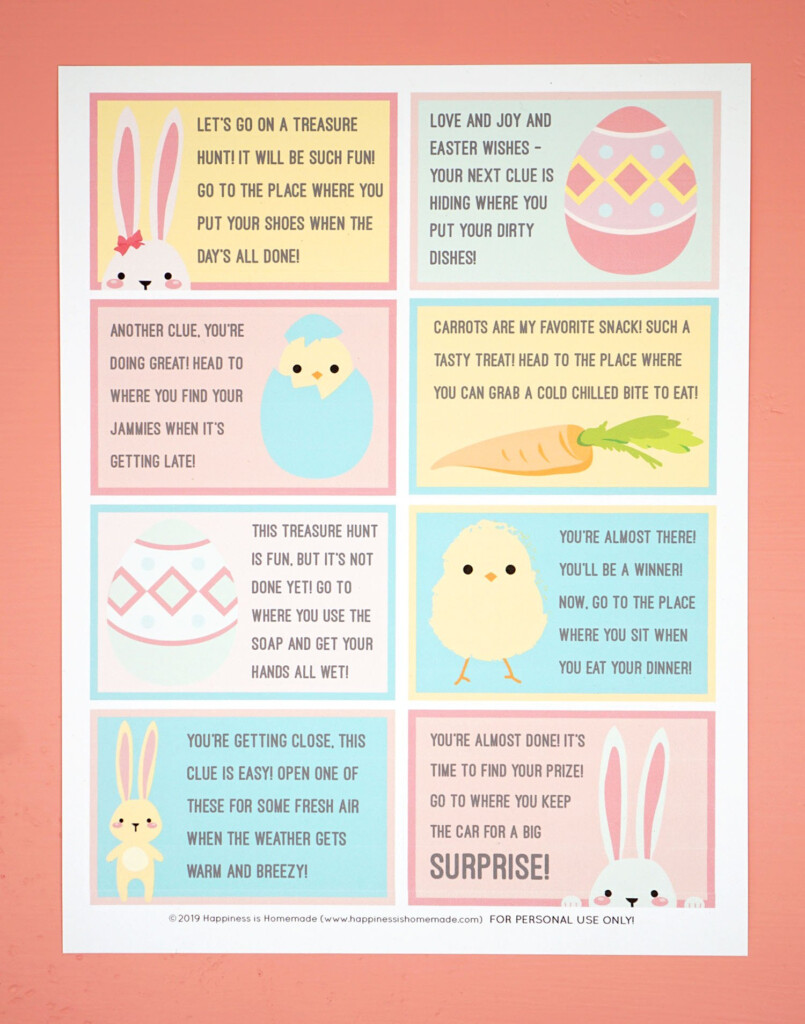 Printable Easter Scavenger Hunt Clues