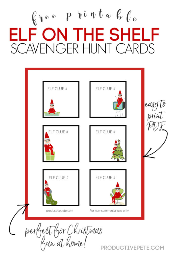 Printable Elf On The Shelf Scavenger Hunt Cards Ideas Productive Pete