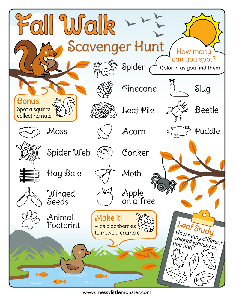 Printable Fall Scavenger Hunt For Kids Messy Little Monster