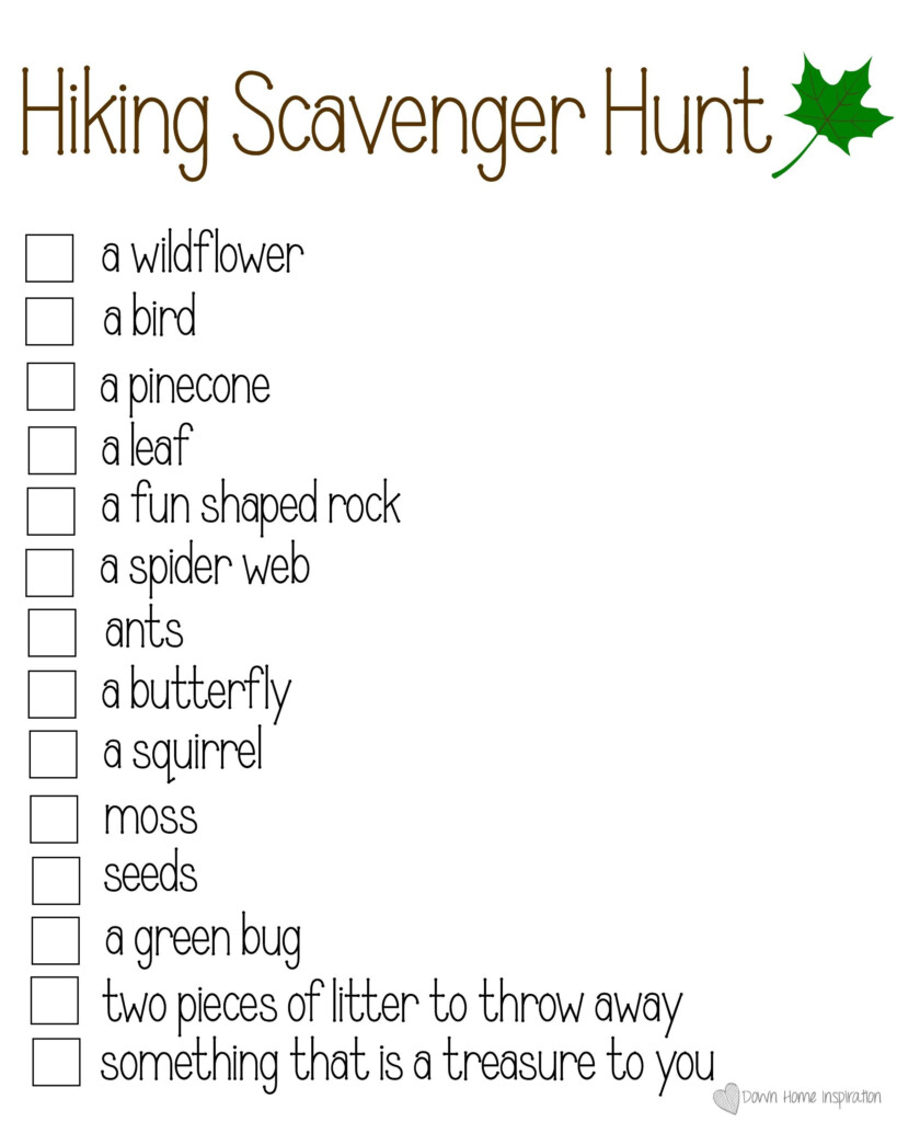 Printable Hiking Scavenger Hunt For Summer Fun Down Home Inspiration 
