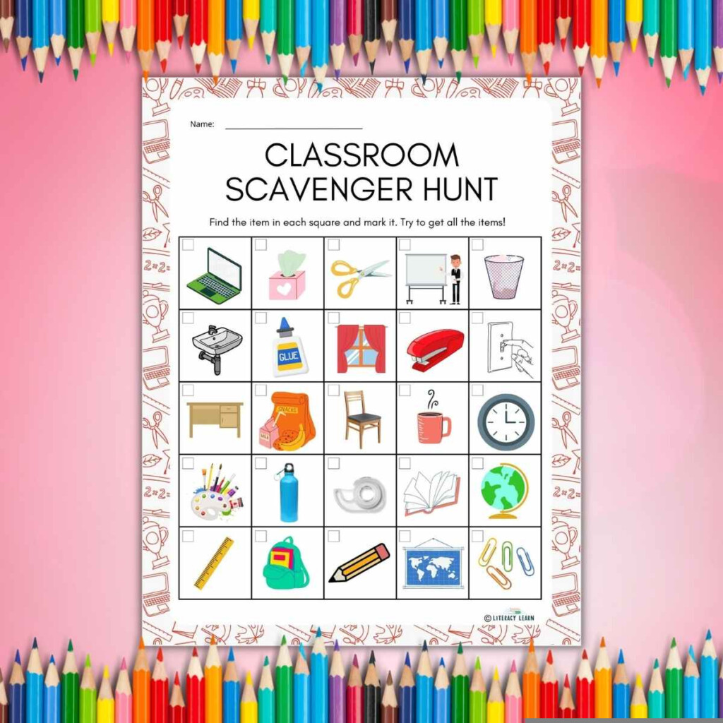 Printable Kindergarten Classroom Scavenger Hunt Printable Scavenger Hunt