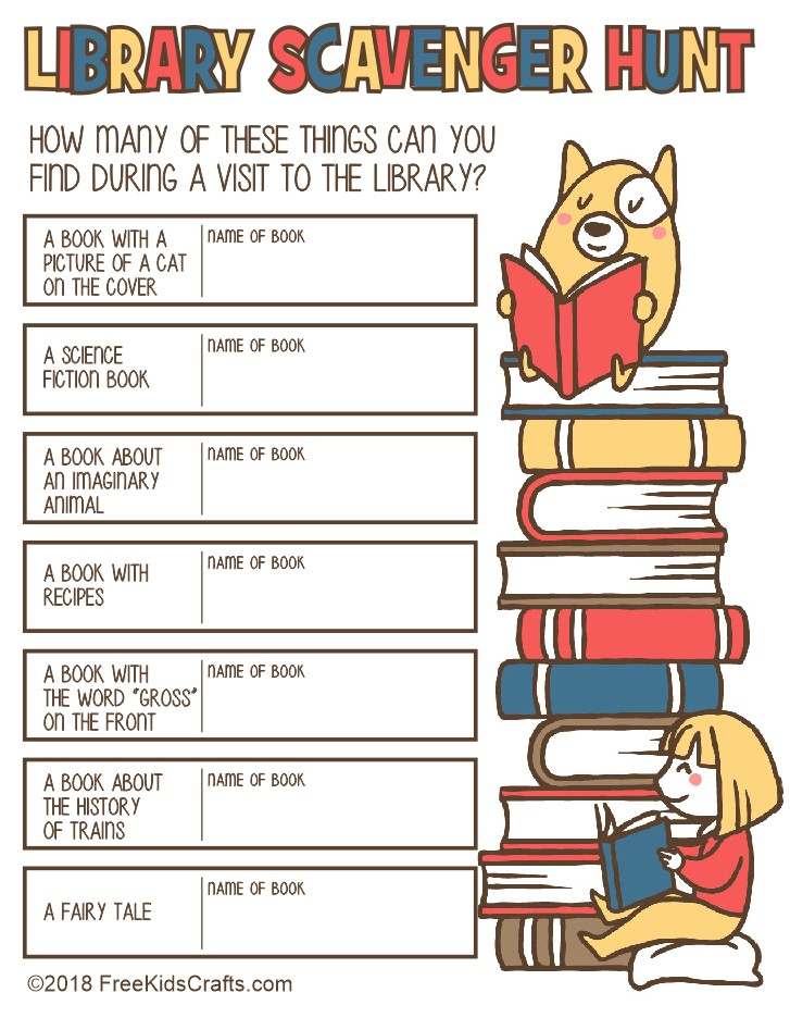 Printable Library Scavenger Hunt