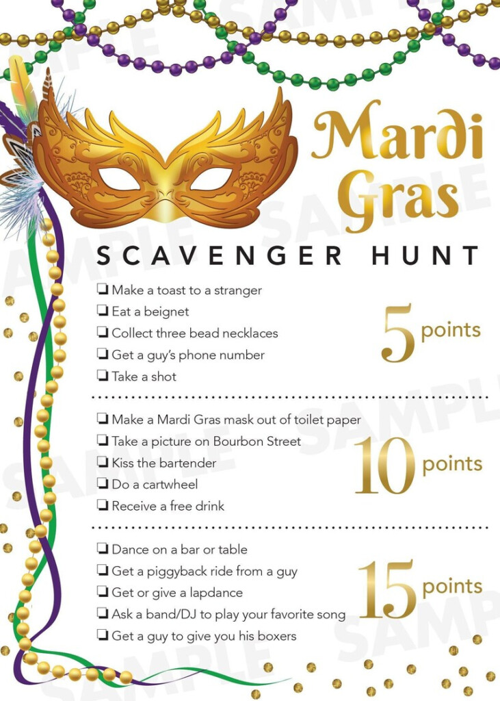 Printable Mardi Gras Scavenger Hunt Template Print Off Girls Etsy