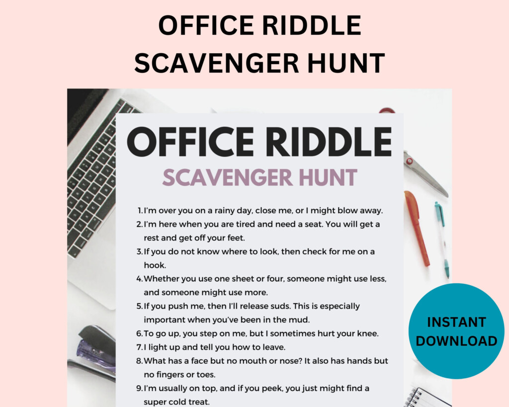 Printable Office Scavenger Hunt Coworker Staff Game Fun Work Party 