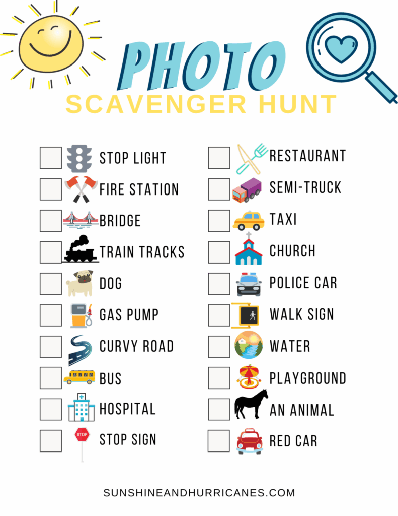 Printable Scavenger Hunt For Kids Set Sunshine And Hurricanes