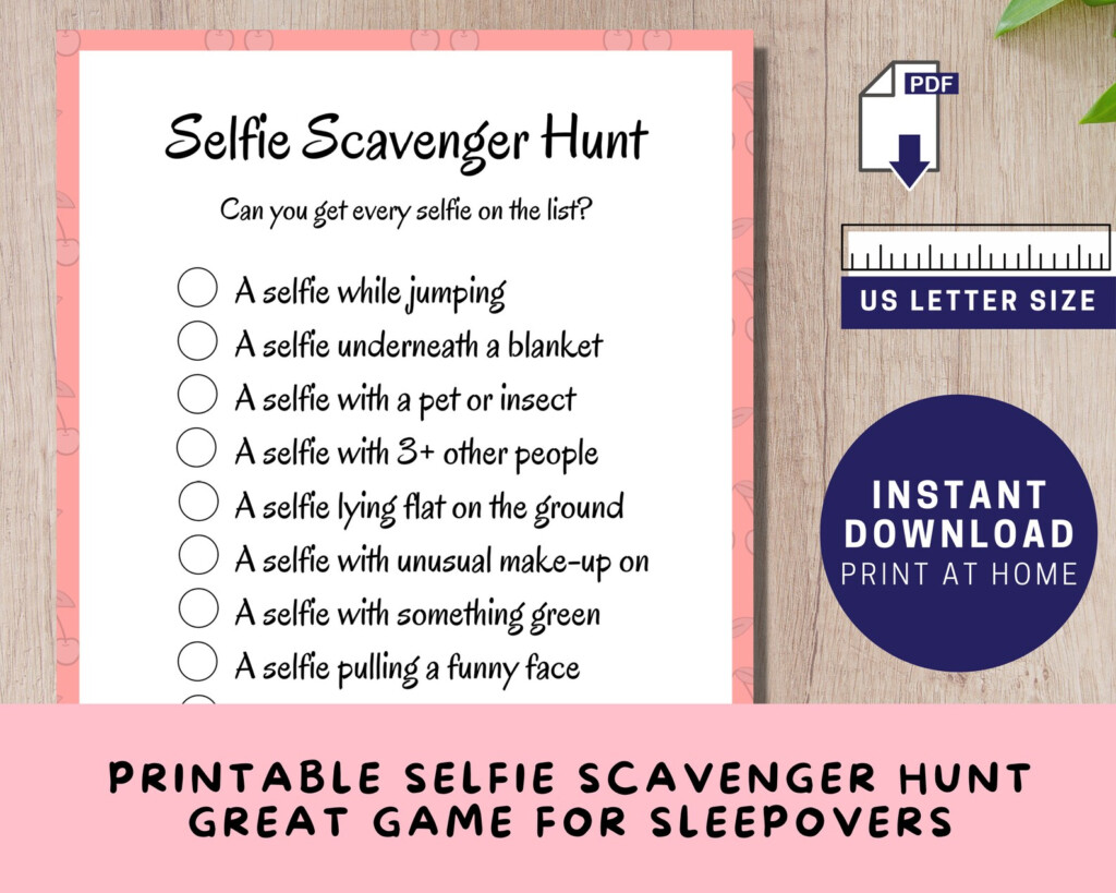 Printable Selfie Scavenger Hunt Sleepover Party Game For Etsy Canada