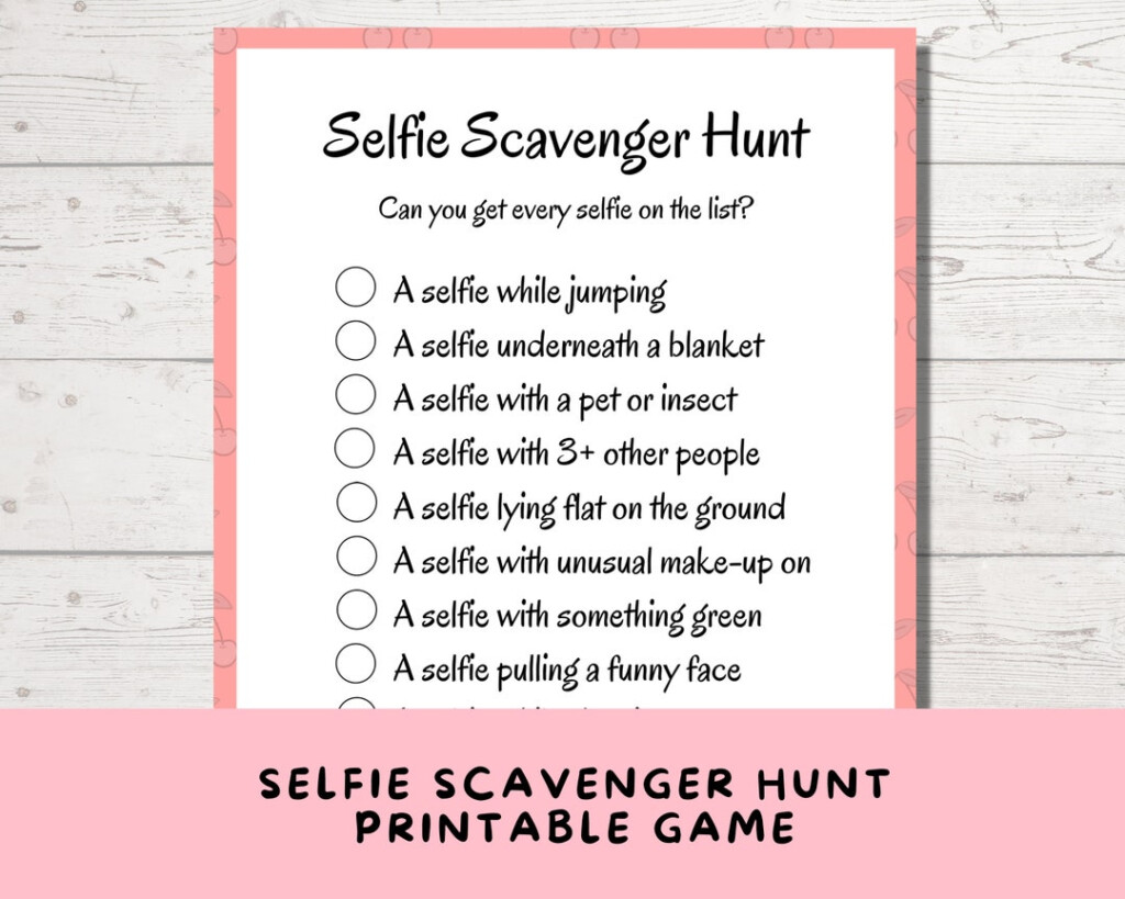 Printable Selfie Scavenger Hunt Sleepover Party Game For Teenage Girls 