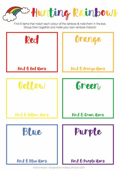 Rainbow Scavenger Hunt Activity Sheet Printables
