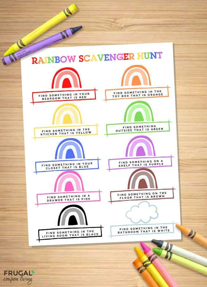 Rainbow Scavenger Hunt Printable Printable Templates Free