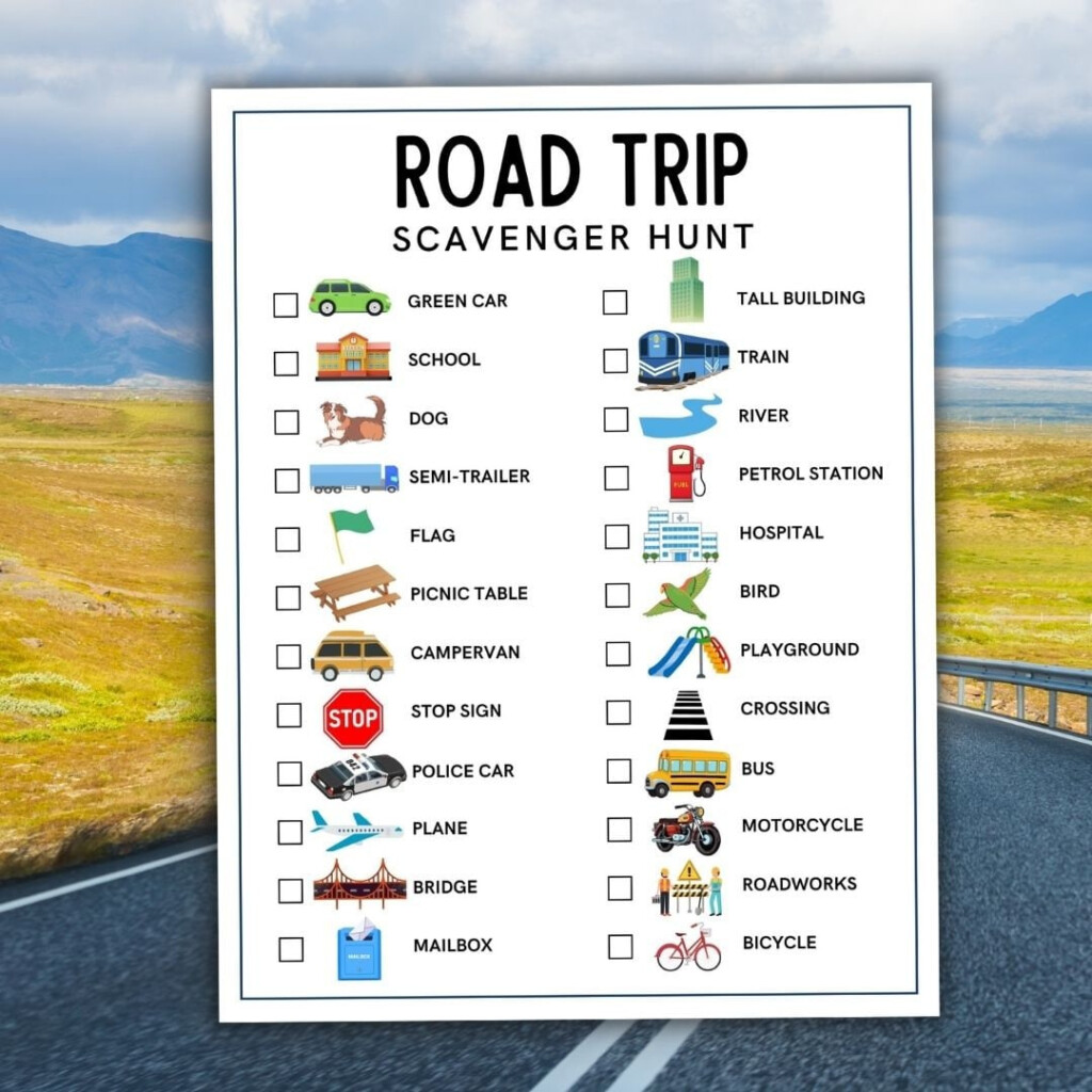 Road Trip Scavenger Hunt Printable For Kids Car Ride Scavenger Hunt 