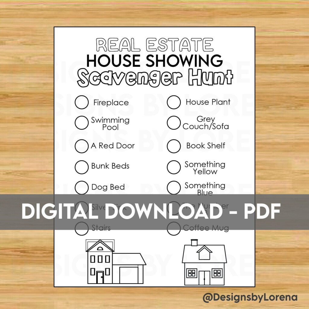 Scavenger Hunt House Showing Real Estate Printable Open House Activity 