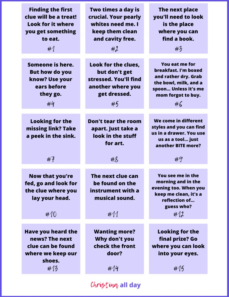 Scavenger Hunt Ideas For Kids PRINTABLE Christina All Day