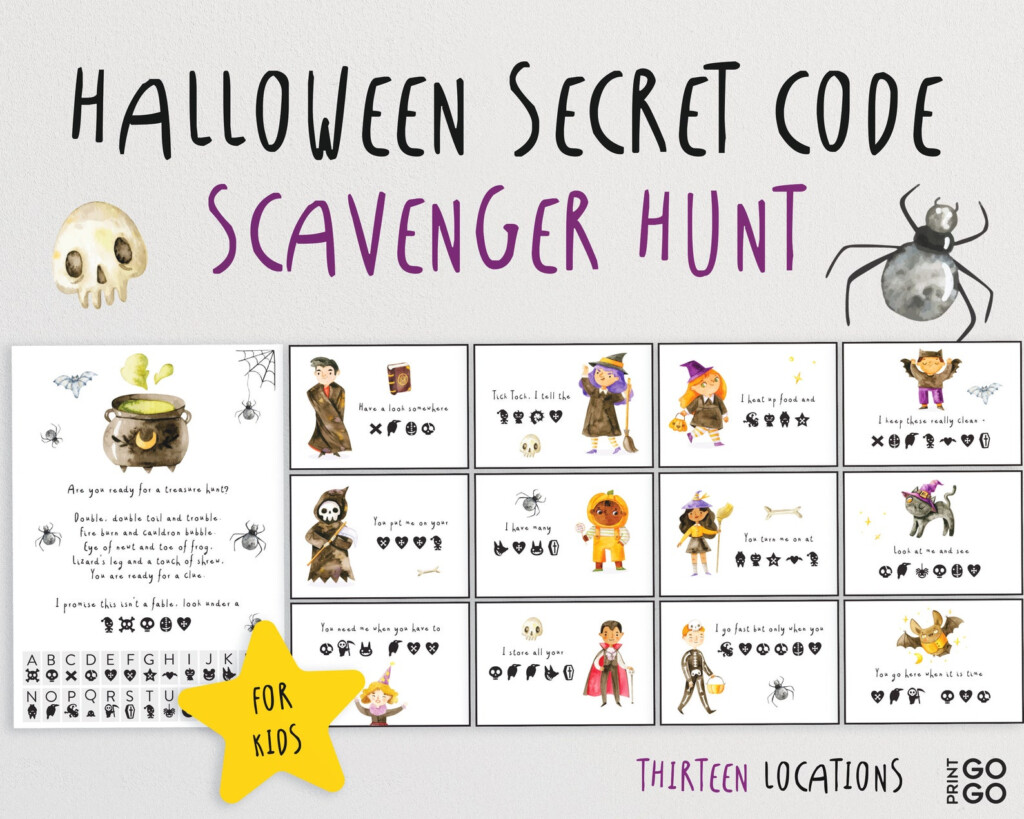 Secret Code Halloween Scavenger Hunt For Kids Indoor Etsy
