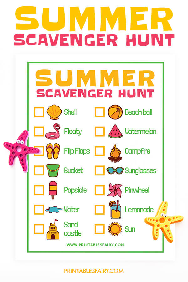 Summer Scavenger Hunt Free Printable The Printables Fairy