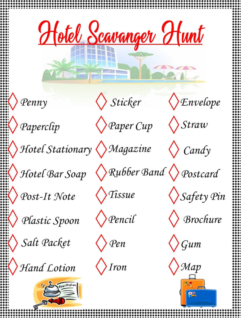 Summer Vacation Hotel Scavenger Hunt Printable Vacation Fun Etsy