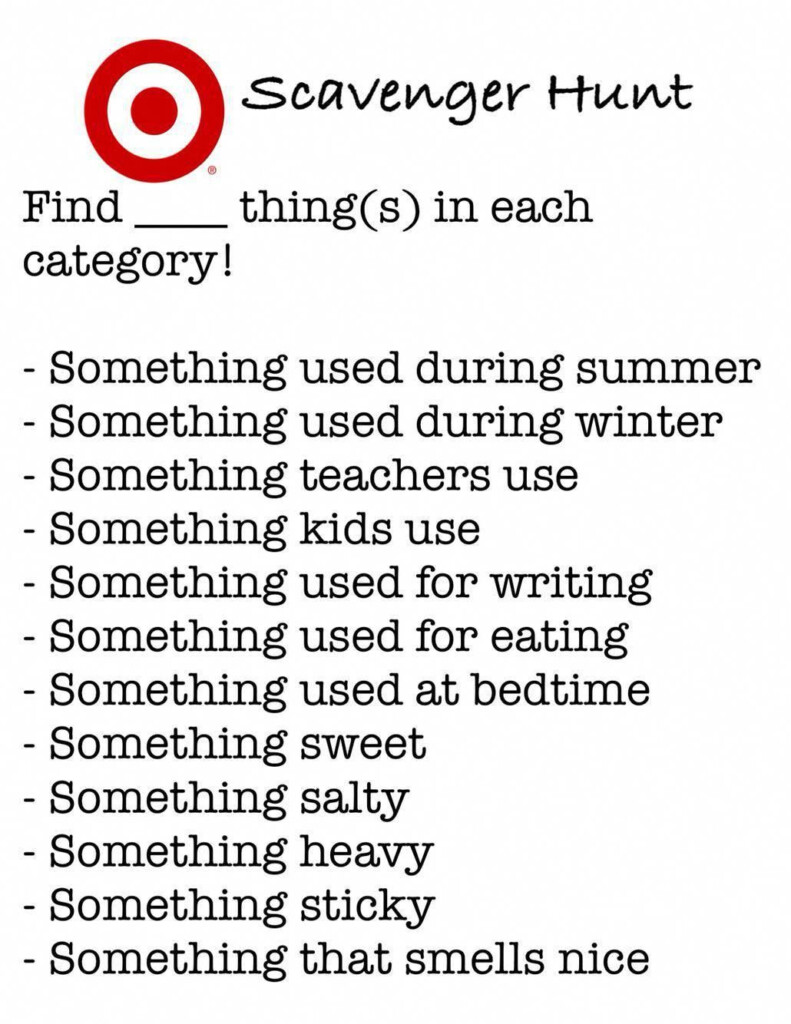 Target Scavenger Hunt Keep Kids Busy And Teach Vocabulary While 