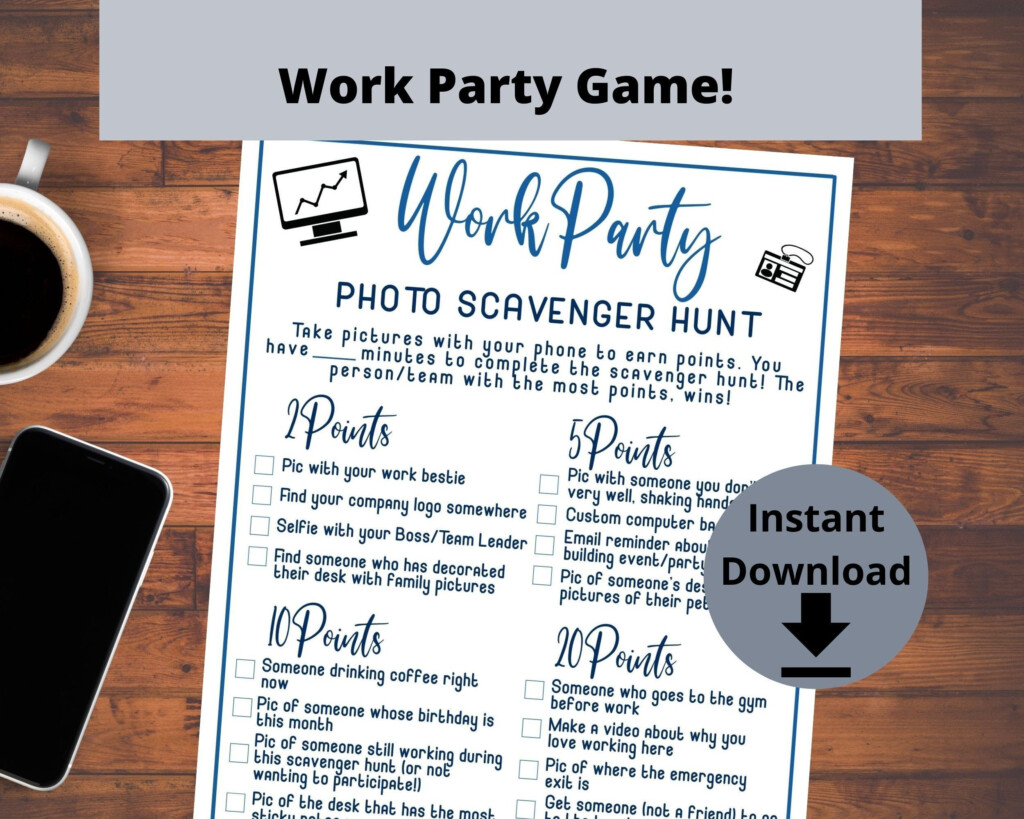 Work Scavenger Hunt Office Party Printable Team Building Games Team 