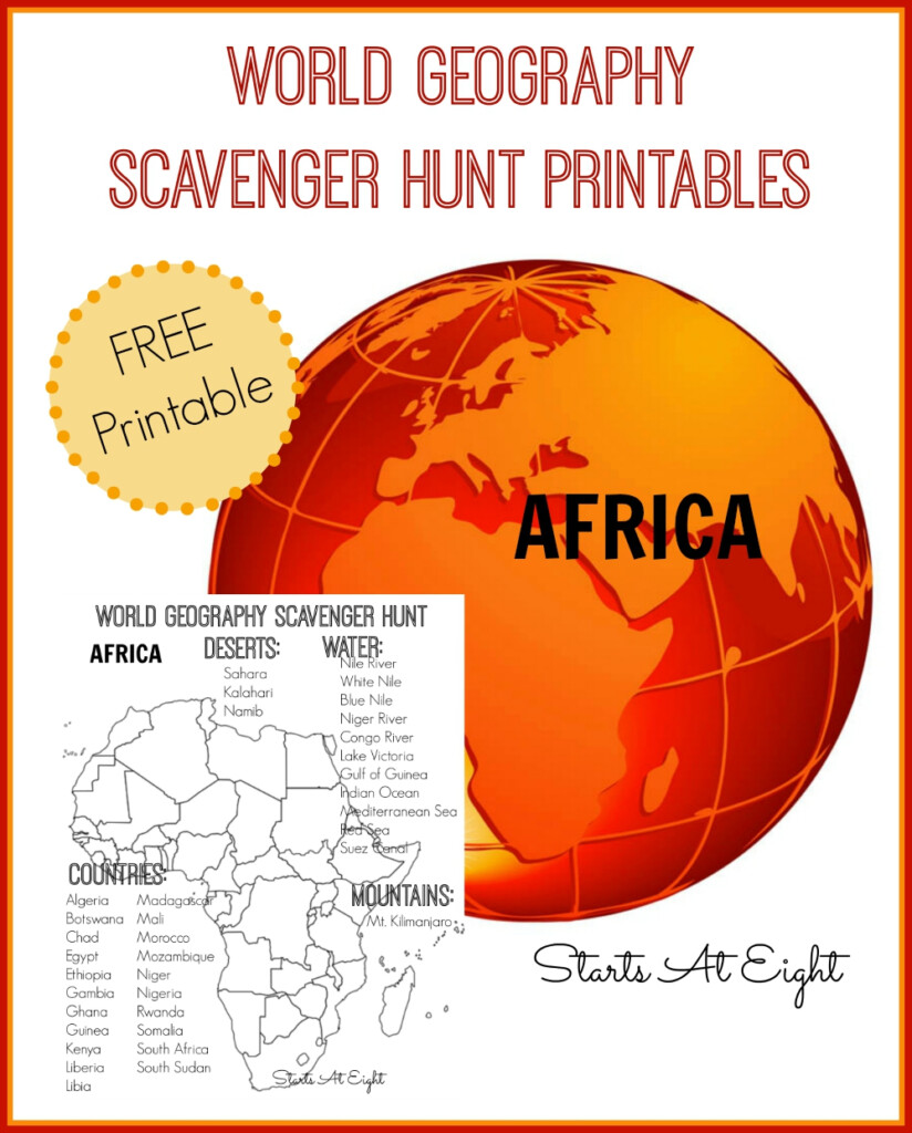 World Geography Scavenger Hunt Africa FREE Printable StartsAtEight