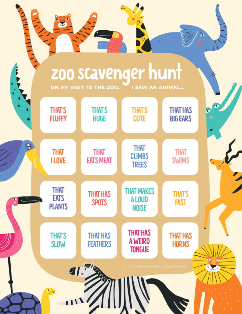 Zoo Scavenger Hunt FREE Printable Little Learning Club Worksheets 